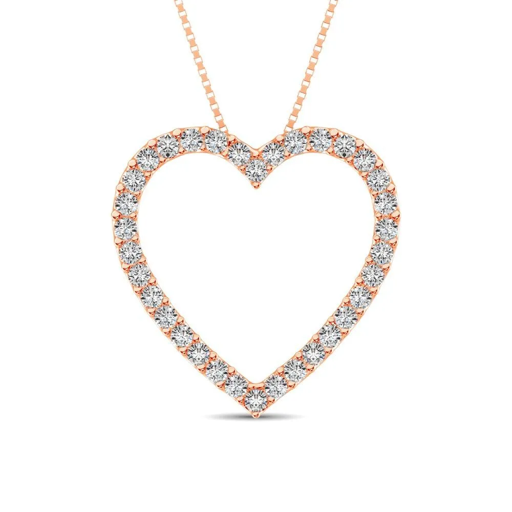 10K Rose Gold Diamond 1/2 Ct.Tw. Heart Pendant