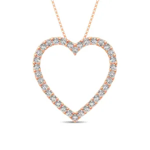 10K Rose Gold Diamond 1/2 Ct.Tw. Heart Pendant