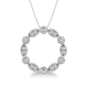 10K White Gold 1/4 Ct.Tw. Diamond Round & Marquise Frame Pendant