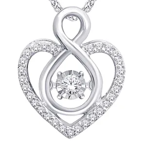 10K White Gold 1/6 Ct.Tw. Moving Diamond Heart Pendant