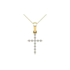 10K Yellow Gold 1/20 Ct.Tw. Diamond Accent Cross Pendant