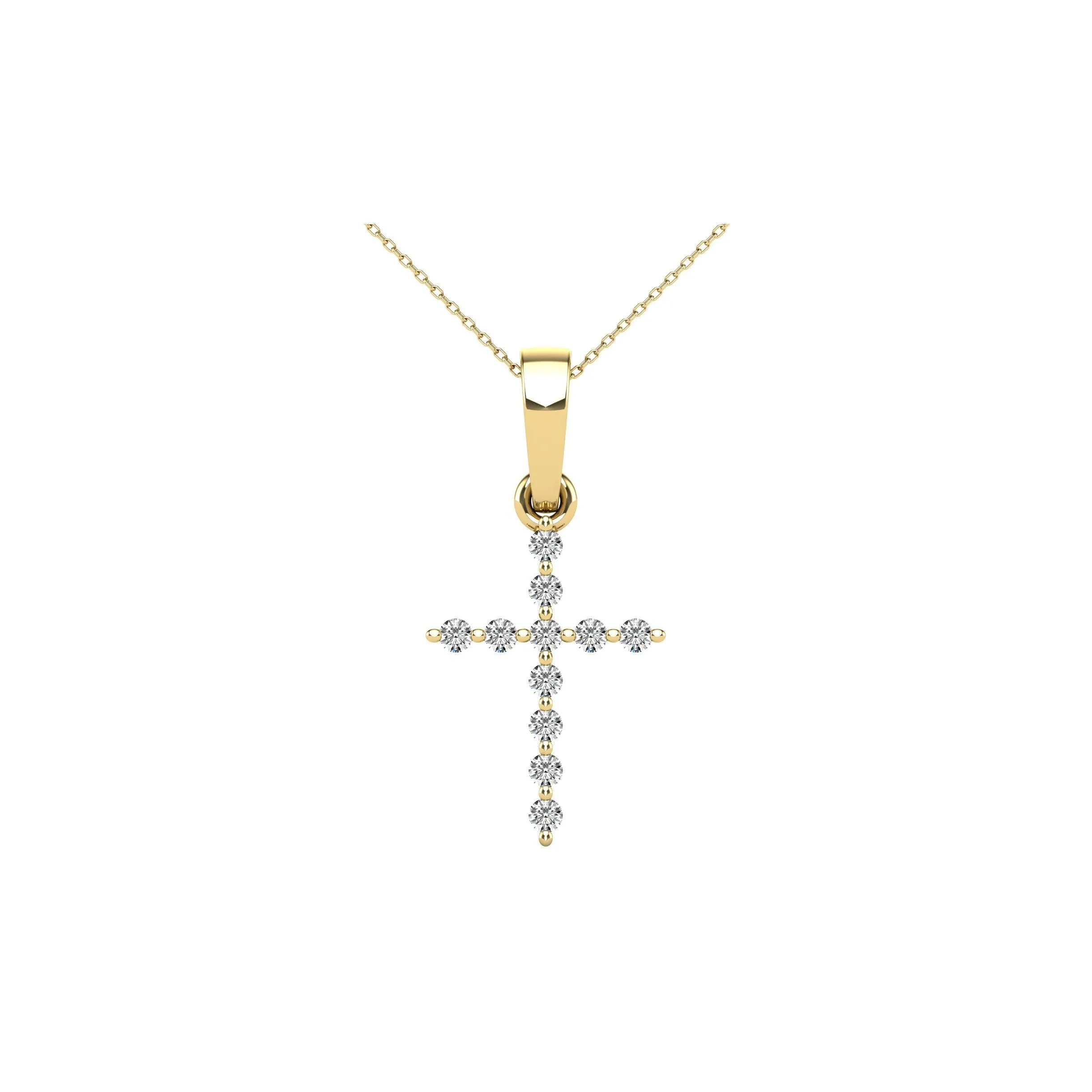 10K Yellow Gold 1/20 Ct.Tw. Diamond Accent Cross Pendant