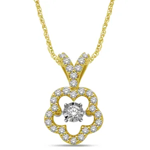 10K Yellow Gold 1/3 Ctw Flower Shape Moving Diamond Pendant