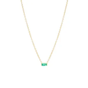 14k Emerald Baguette Necklace | May Birthstone