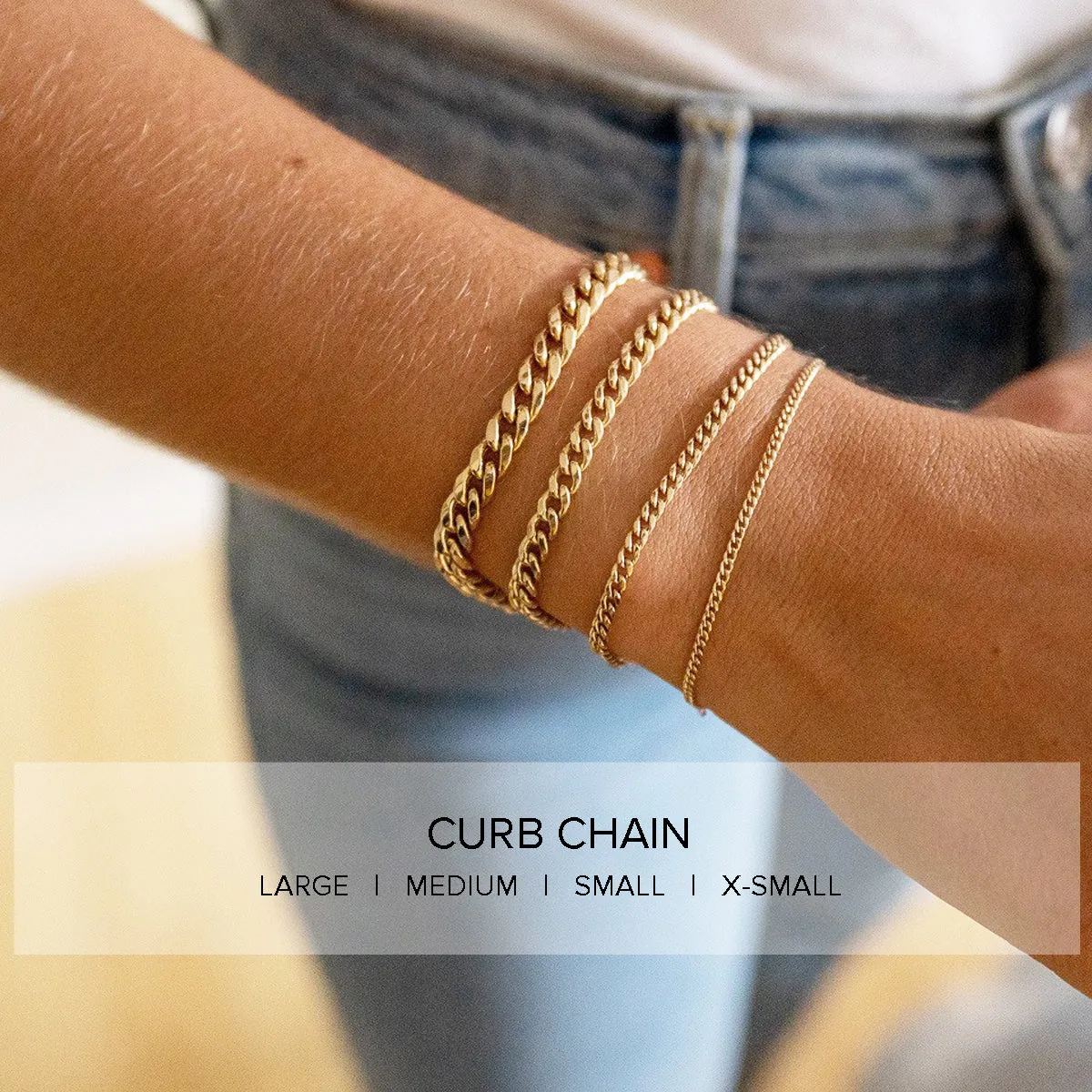 14k Gold Extra Small Curb Chain Bracelet