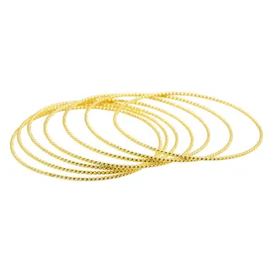 14k Gold Plated 7-Piece Skinny Bangle Set