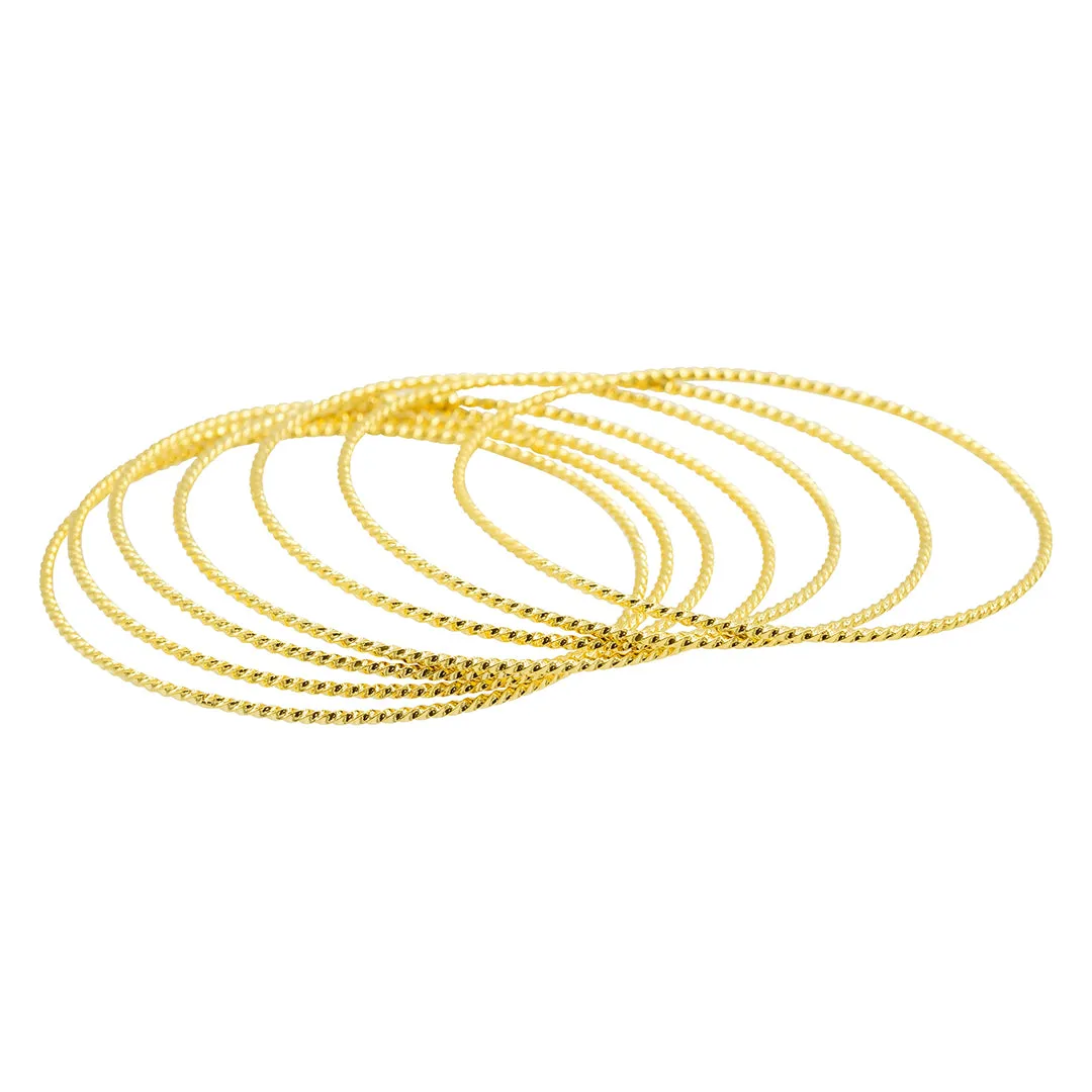 14k Gold Plated 7-Piece Skinny Bangle Set