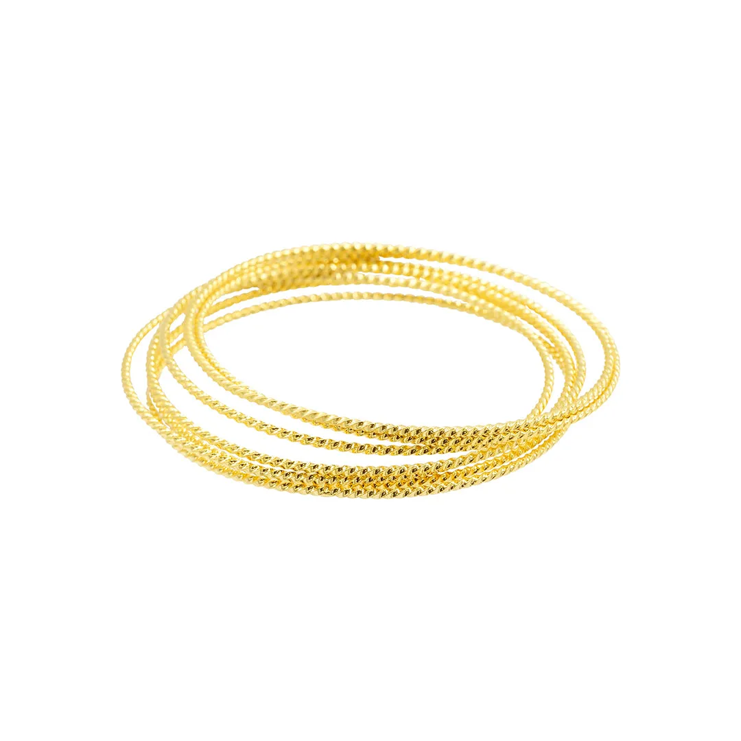 14k Gold Plated 7-Piece Skinny Bangle Set