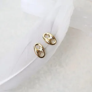 14K Medium Mariner Link Stud Earrings