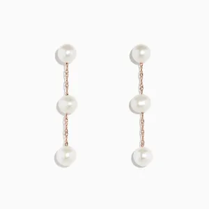 14K Rose Gold Cultured Fresh Water Pearl Drop Earrings