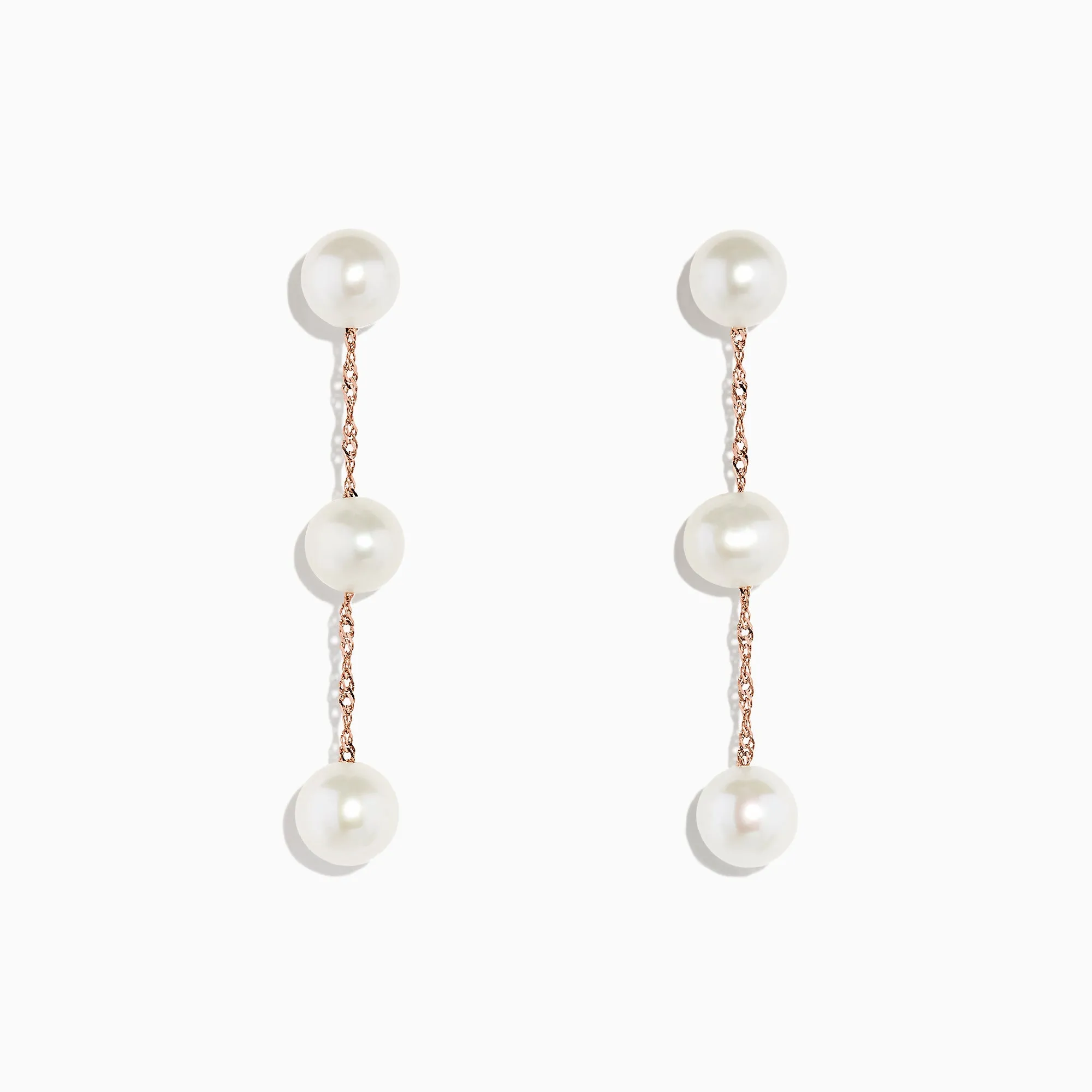 14K Rose Gold Cultured Fresh Water Pearl Drop Earrings