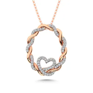 14K Rose Gold Diamond 1/4 Ct.Tw. Circle and Heart Fashion Pendant