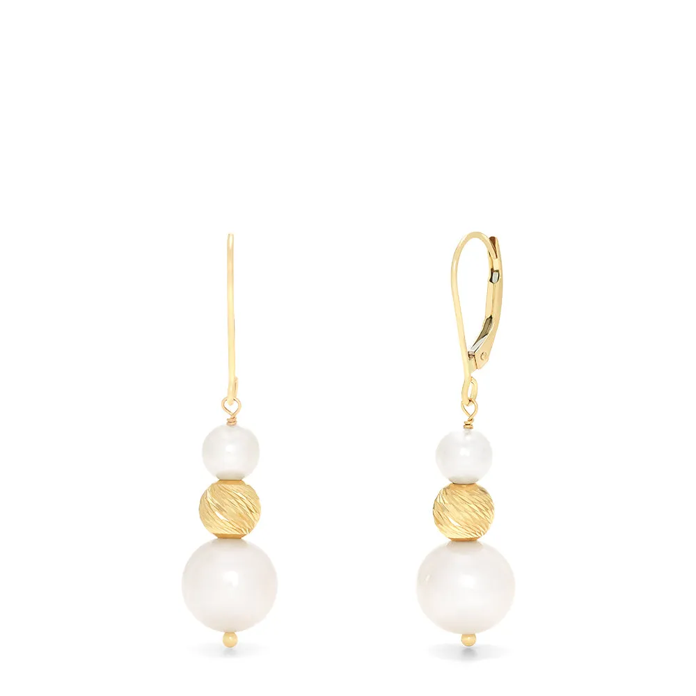 14K Yellow Gold Cultured Fresh Water Pearl Earrings