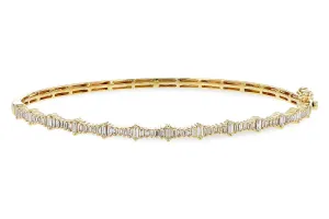 14K Yellow Gold Diamond Baguette Bangle Bracelet, 0.60Carat TW