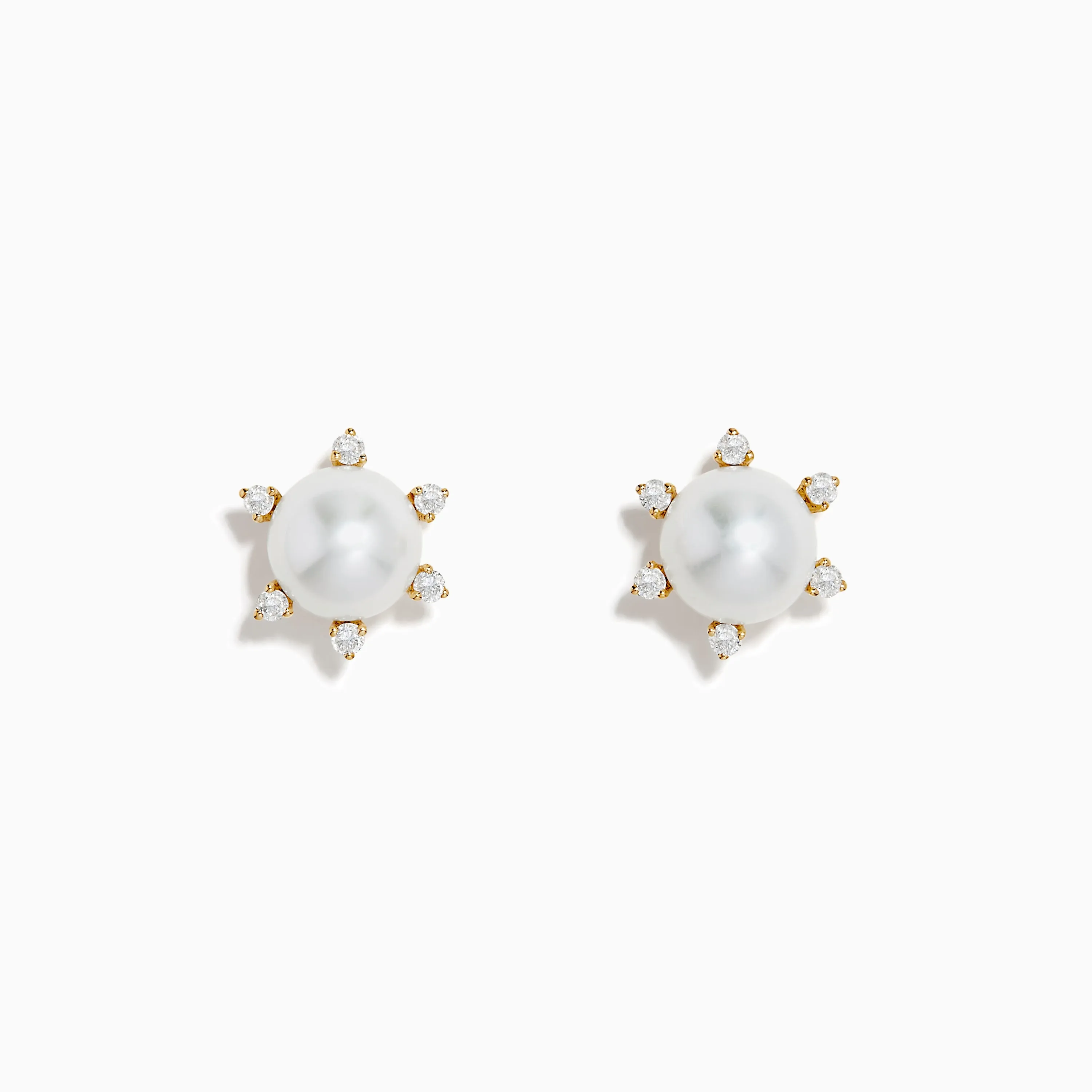 14K Yellow Gold Fresh Water Pearl and Diamond Earrings