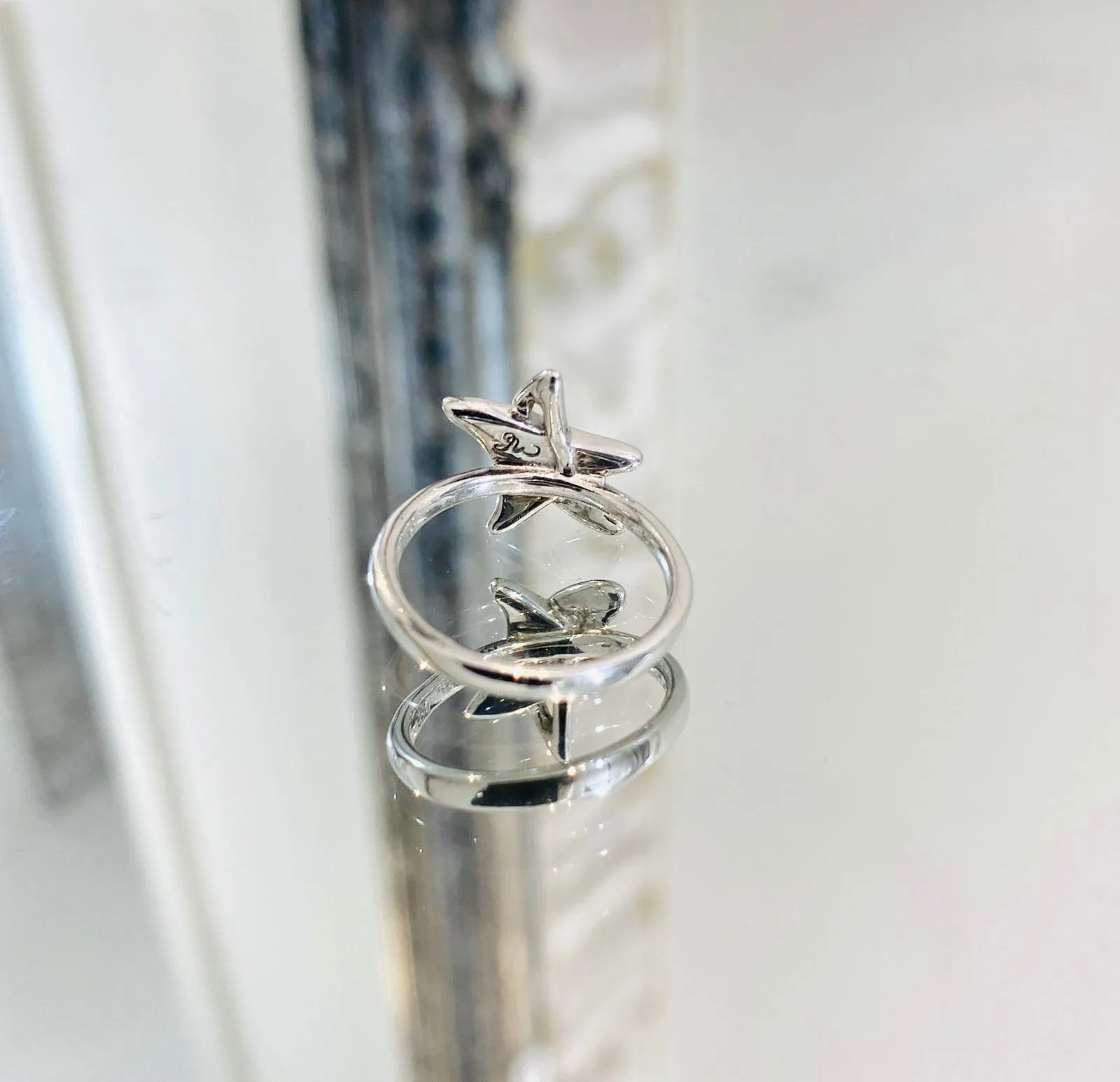 18k White Gold & Diamond Star Ring