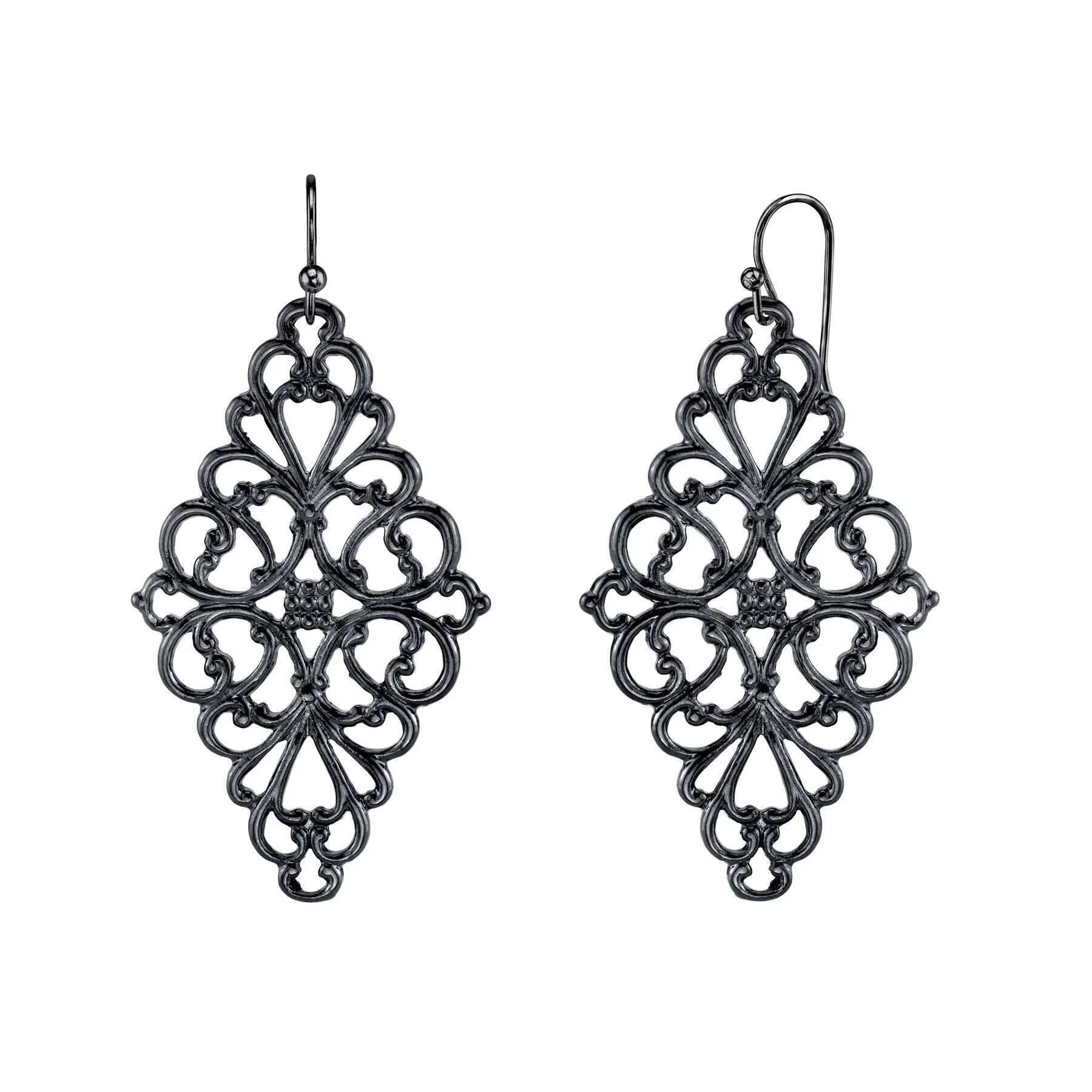 1928 Jewelry Filigree Diamond Drop Earrings