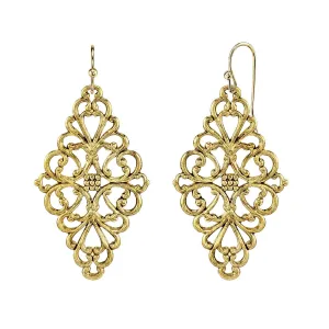 1928 Jewelry Filigree Diamond Drop Earrings