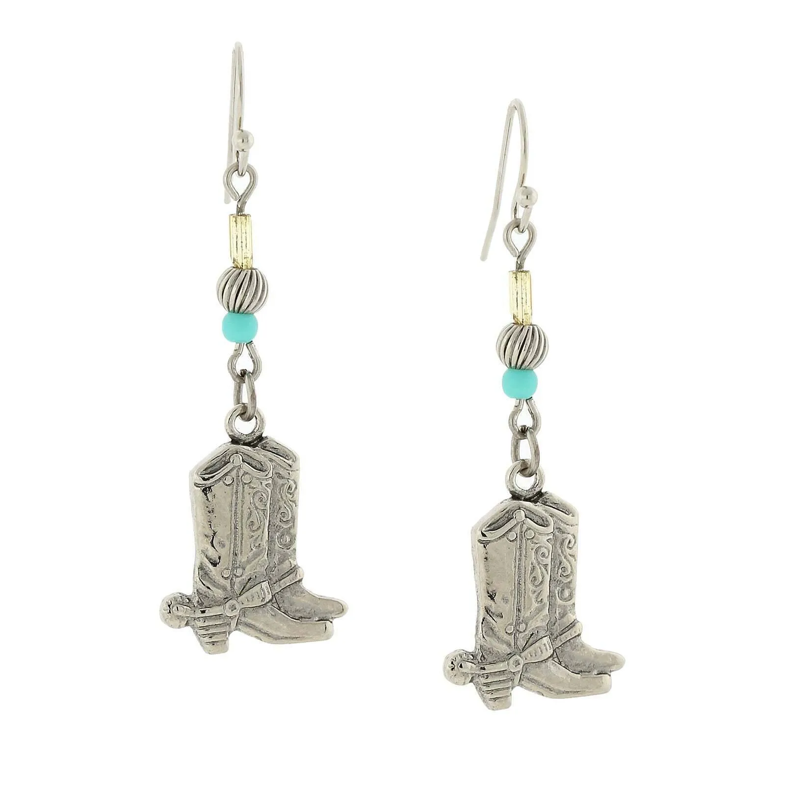 1928 Jewelry Imitation Turquoise Accent Western Boots Drop Earrings