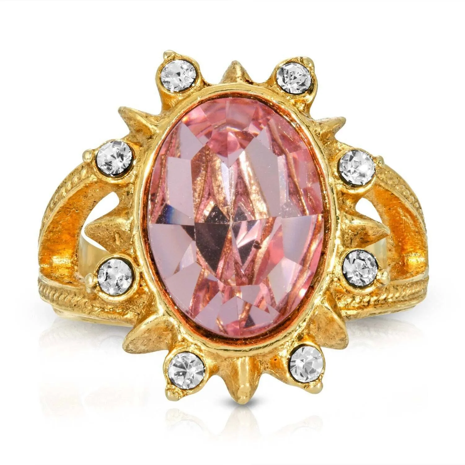 1928 Jewelry Sunburst Oval Light Pink Austrian Crystal Ring