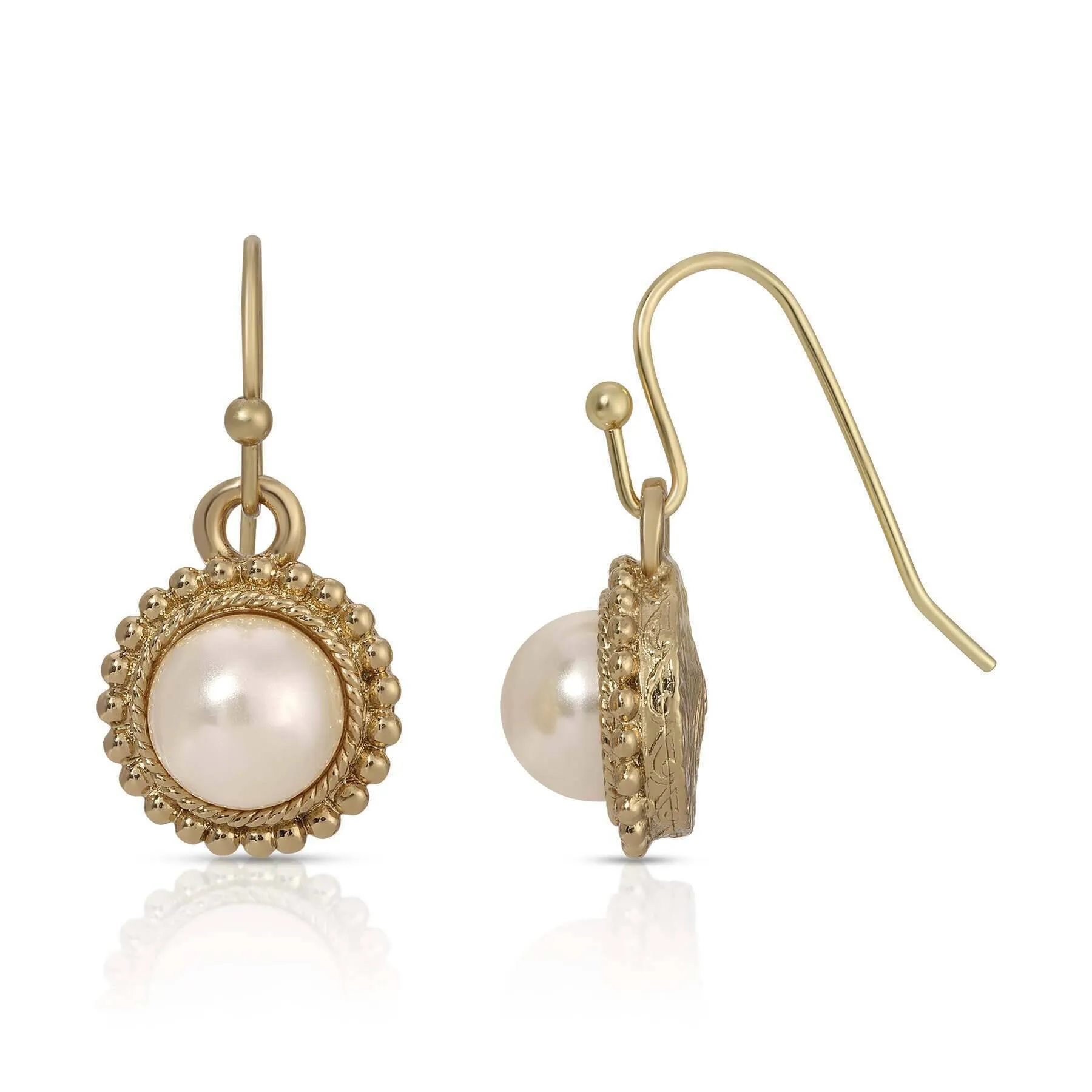 1928 Jewelry Sunshine Faux Pearl Drop Earrings