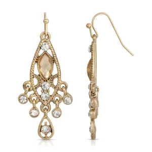 1928 Jewelry Teardrop Filigree Crystal Chandelier Earrings