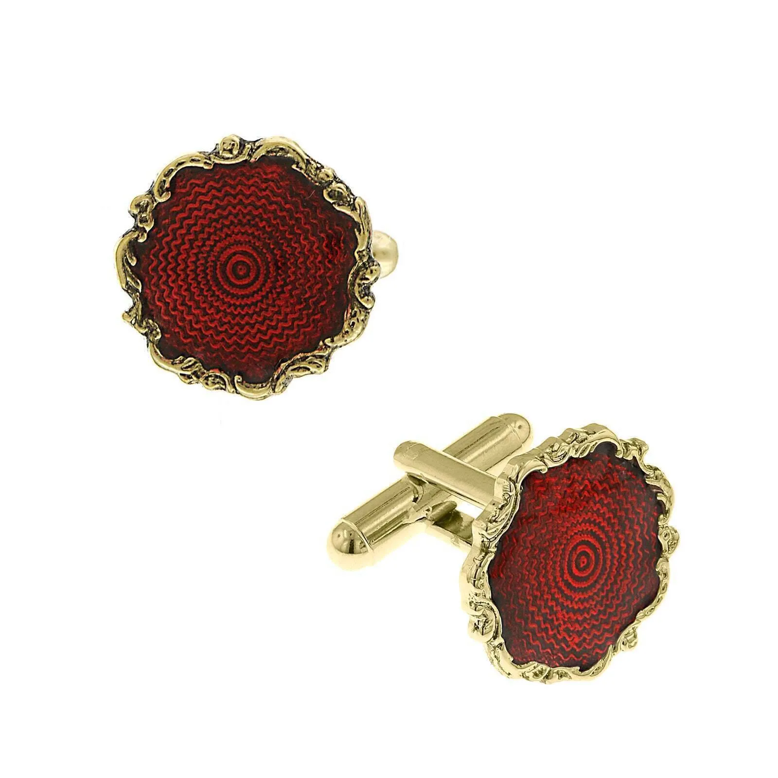 1928 Jewelry Wavy Bulls Eye Round Cufflinks