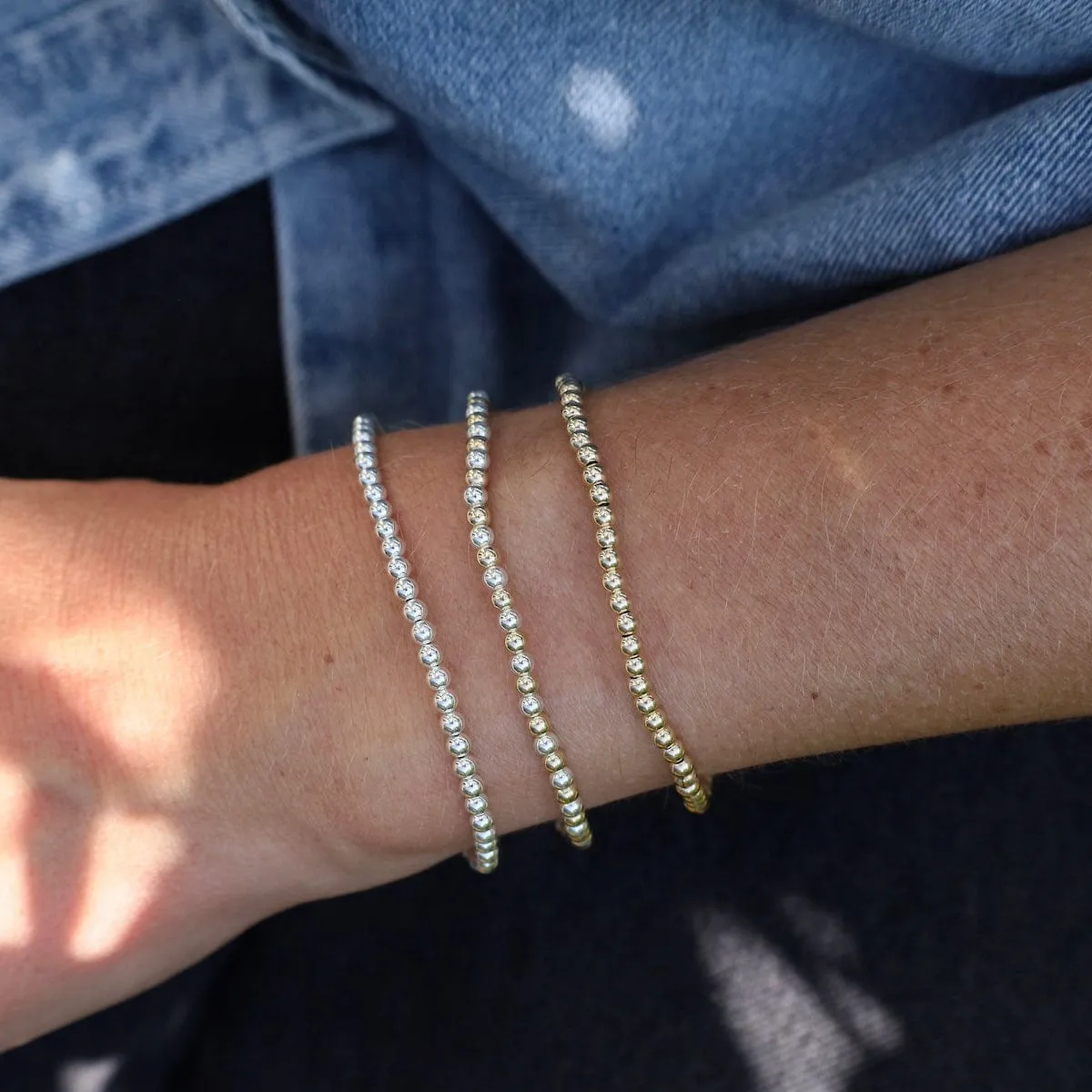 3mm Classic Ball Bracelet in Silver, Gold, or Two Tone