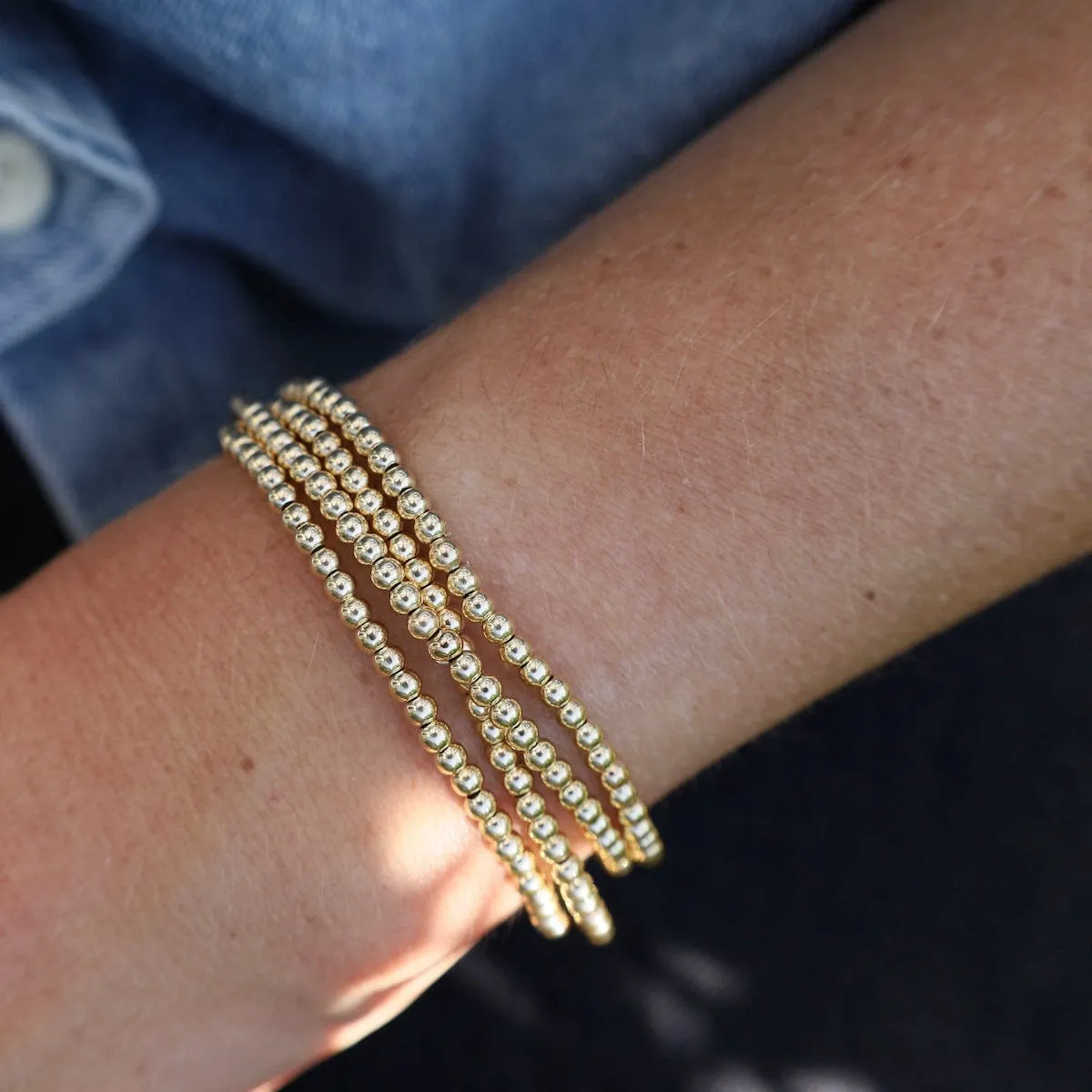 3mm Classic Ball Bracelet in Silver, Gold, or Two Tone