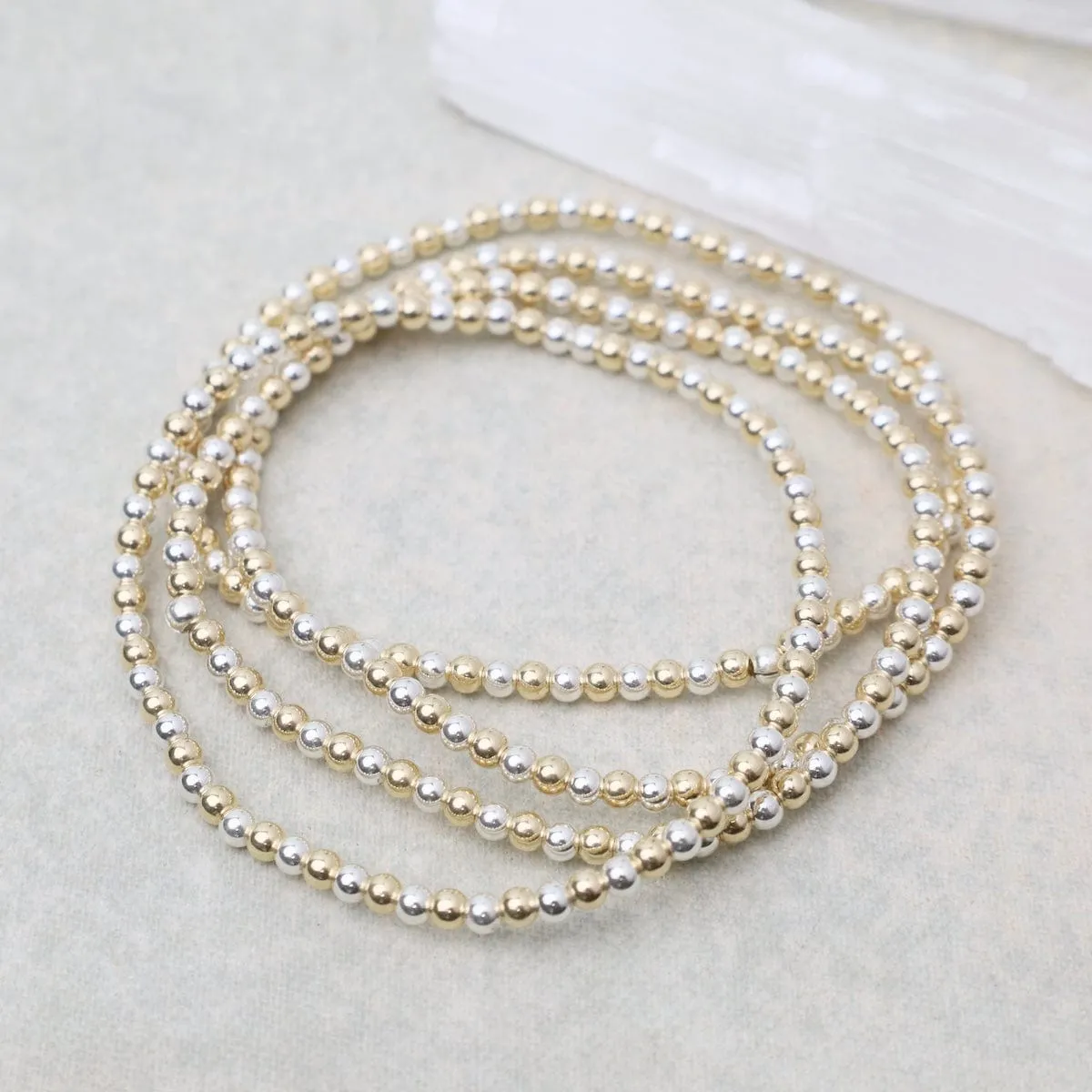 3mm Classic Ball Bracelet in Silver, Gold, or Two Tone