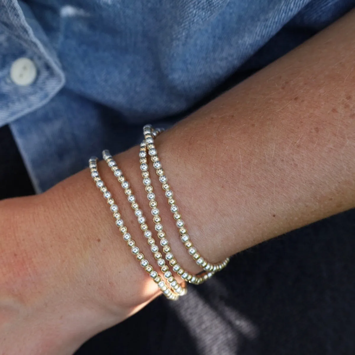 3mm Classic Ball Bracelet in Silver, Gold, or Two Tone