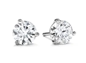 4.37Ct Round Brilliant Hearts on Fire Diamond HOF Stud Earrings in Platinum