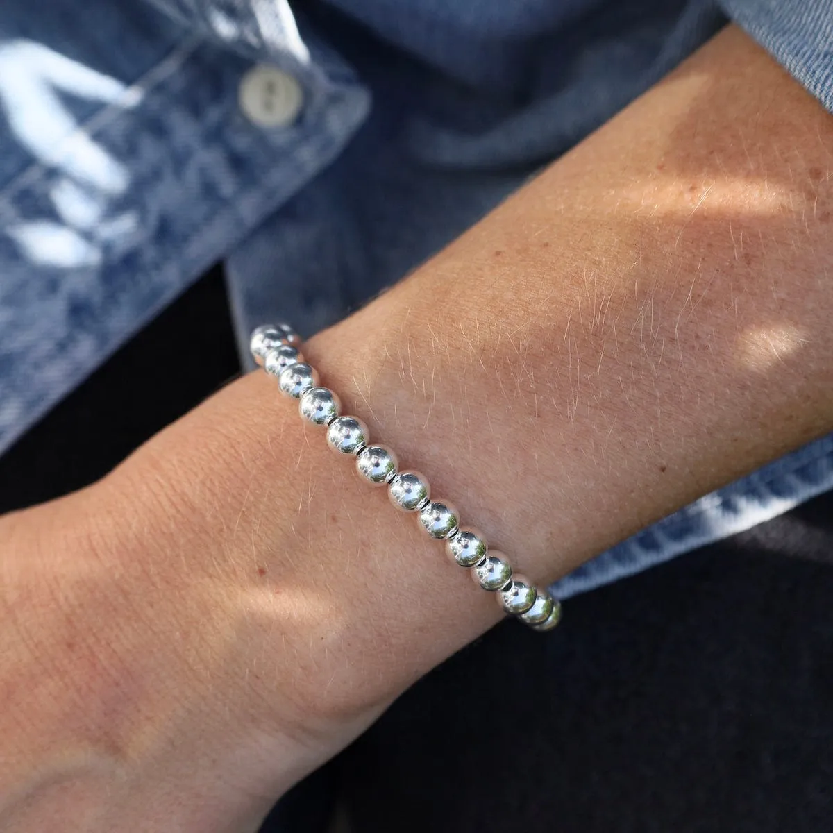 6mm Classic Ball Bracelet in Silver, Gold, or Two Tone