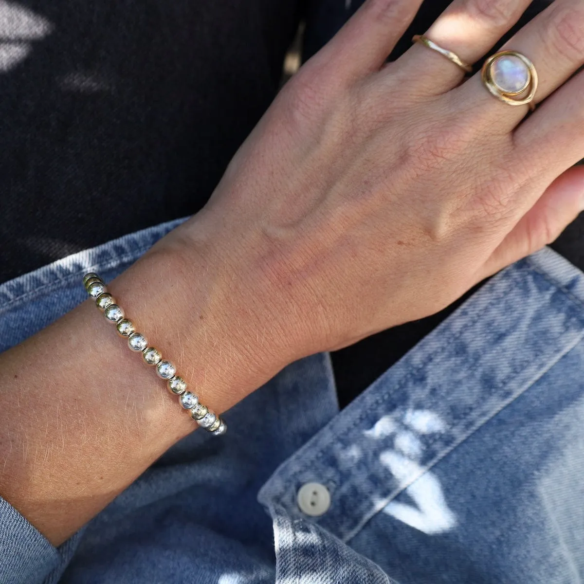 6mm Classic Ball Bracelet in Silver, Gold, or Two Tone