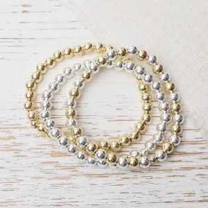 6mm Classic Ball Bracelet in Silver, Gold, or Two Tone