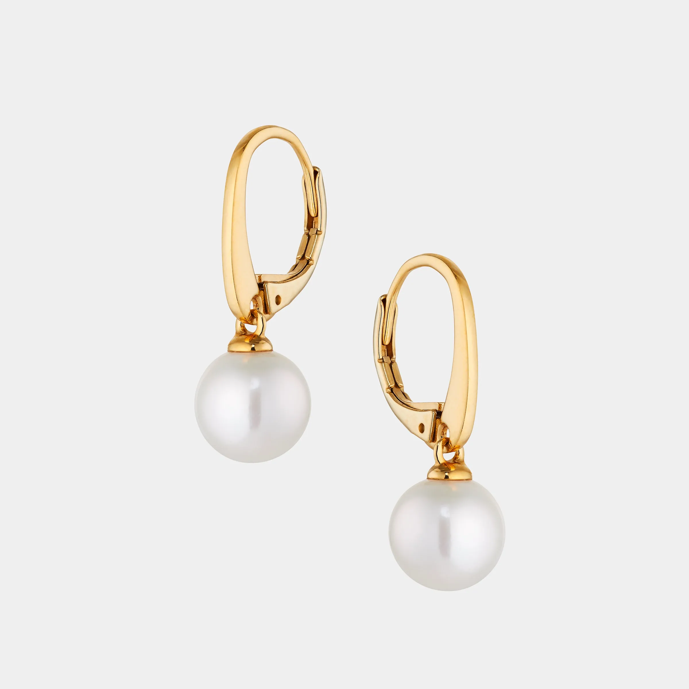 8MM GENUINE FRESHWATER PEARL  LEVERBACK EARRINGS