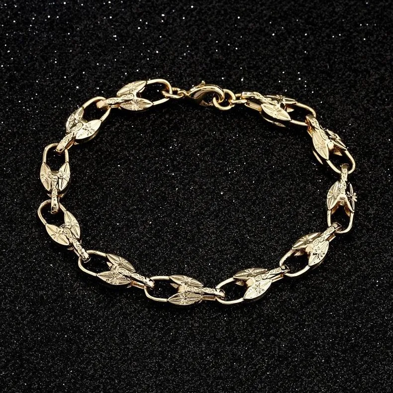 8mm Gold Flat Tulip Bracelet 6/9 Inches