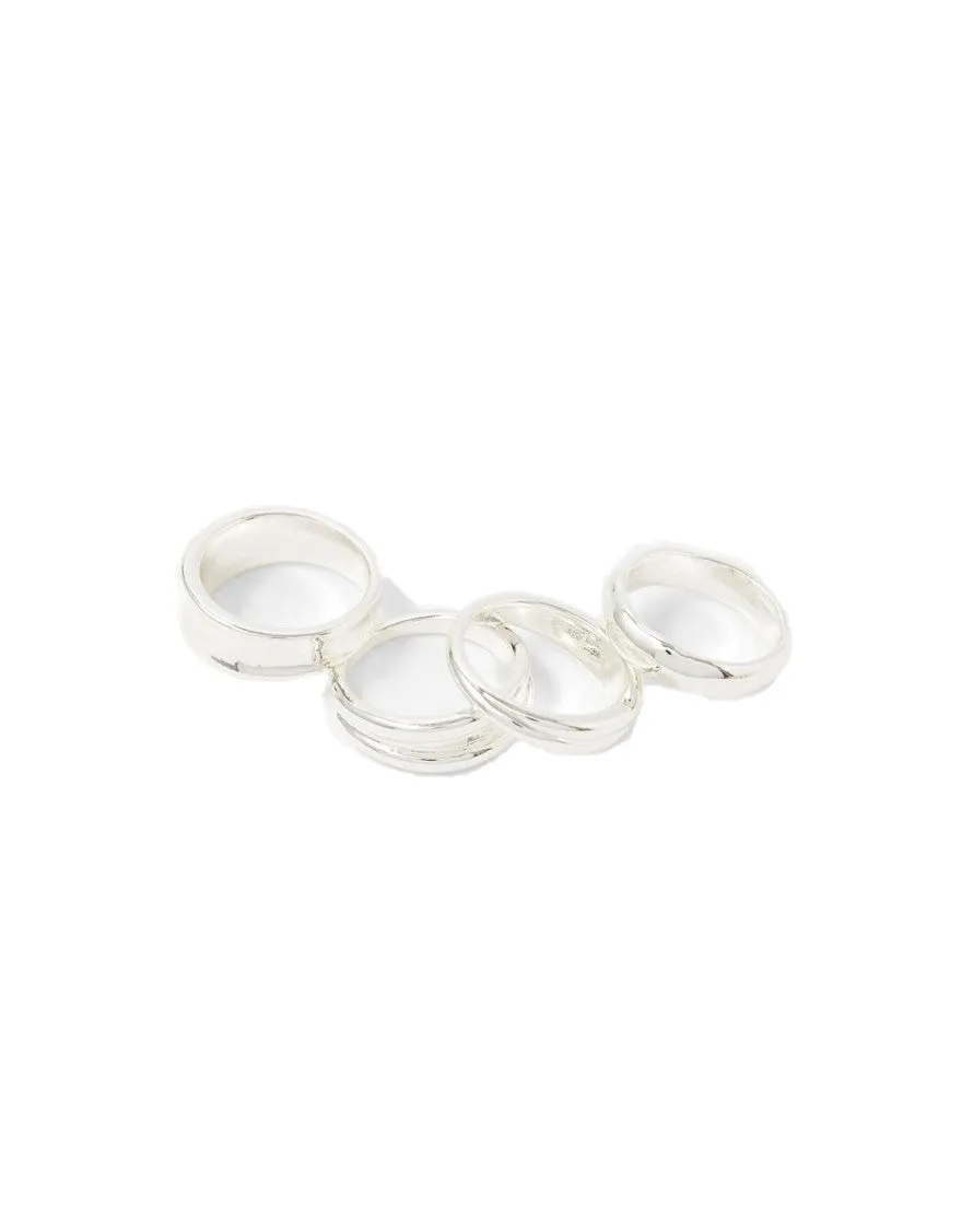 Accessorize London Women's Pack Of 4 Chunky Stacking Rings Small