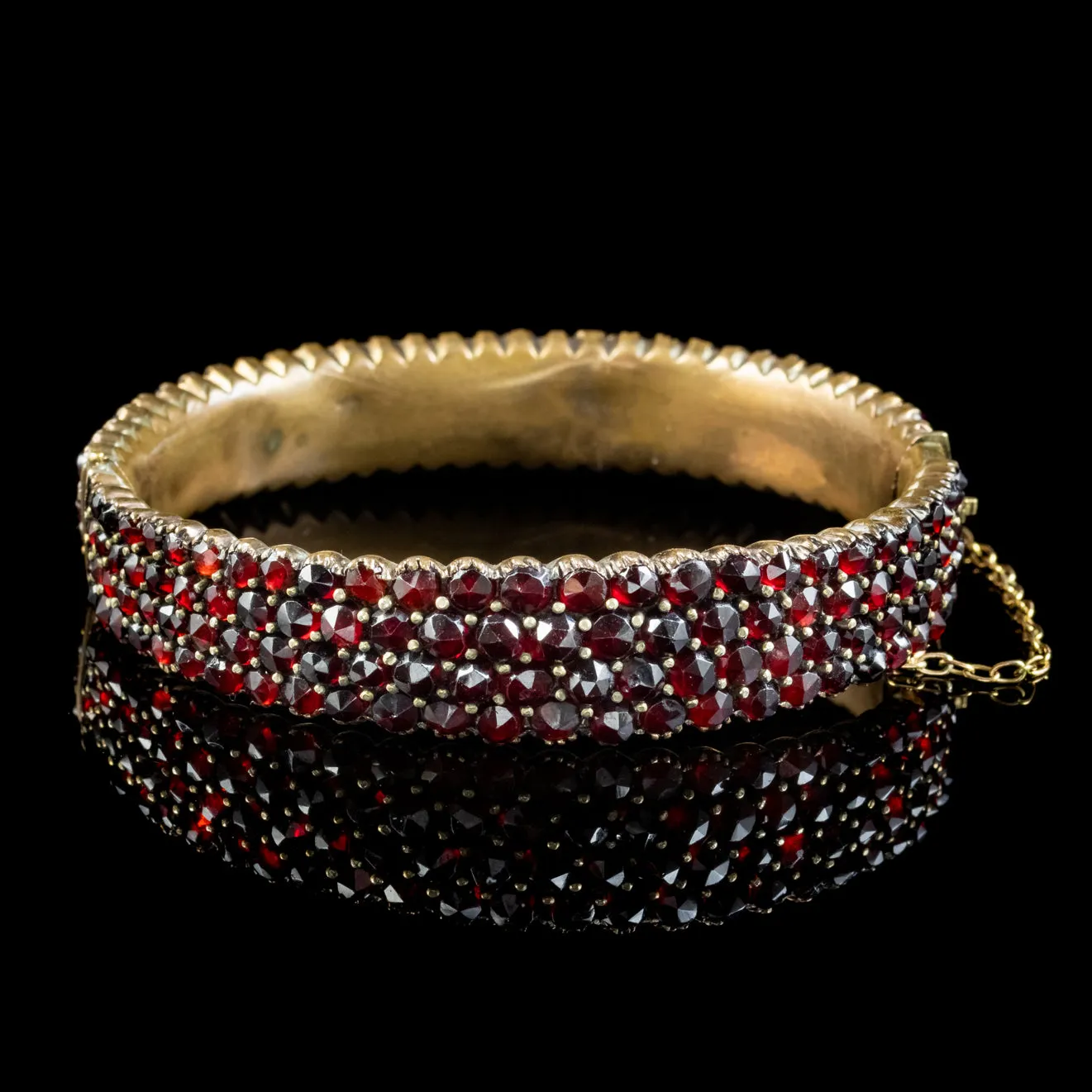 Antique Victorian Bohemian Garnet Bangle Circa 1890