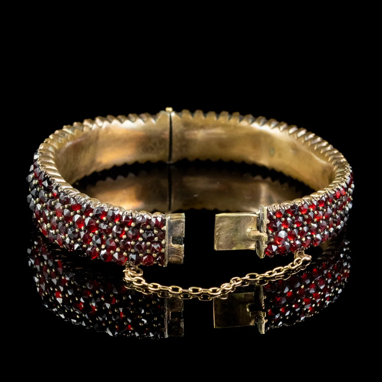 Antique Victorian Bohemian Garnet Bangle Circa 1890