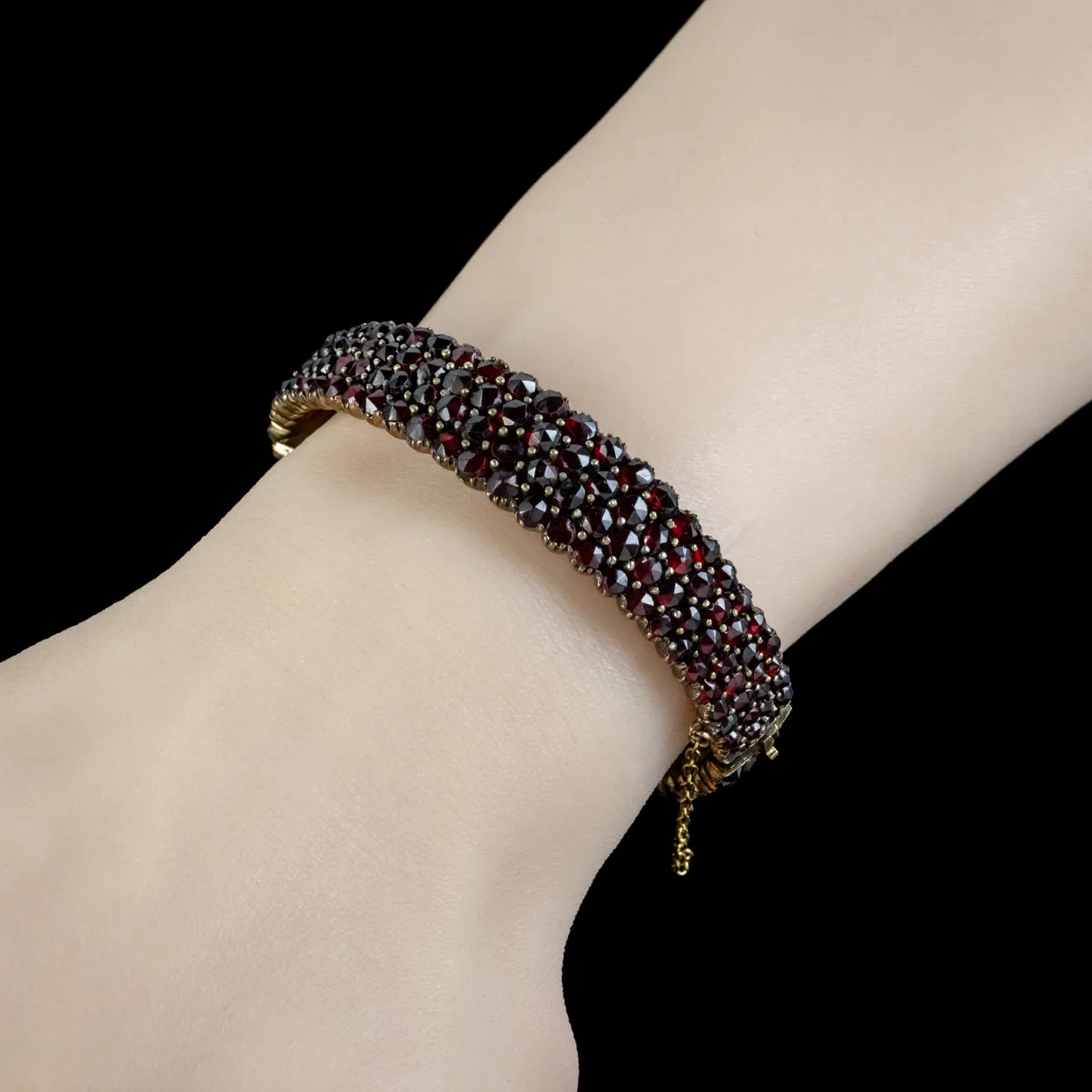 Antique Victorian Bohemian Garnet Bangle Circa 1890