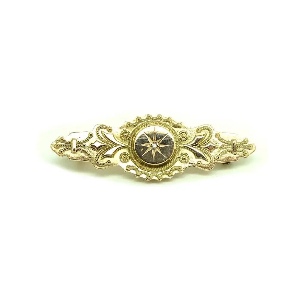 Antique Victorian Diamond Gold Brooch