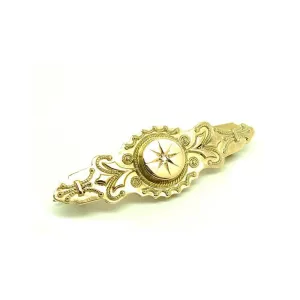 Antique Victorian Diamond Gold Brooch