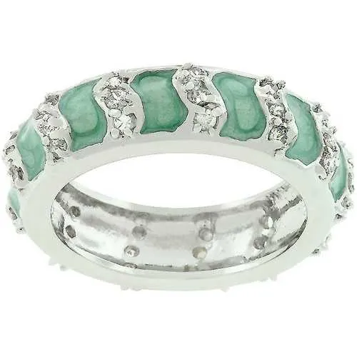 Aqua Eternity Enamel Ring