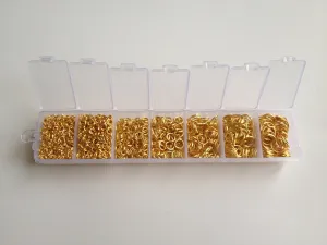 Assorted Sizes 1780 pcs Gold Plated Cut Open Jump Rings 3mm 4mm 5mm 6mm 7mm 8mm Plastic Case Box Jewelry Making Supplies Crafts