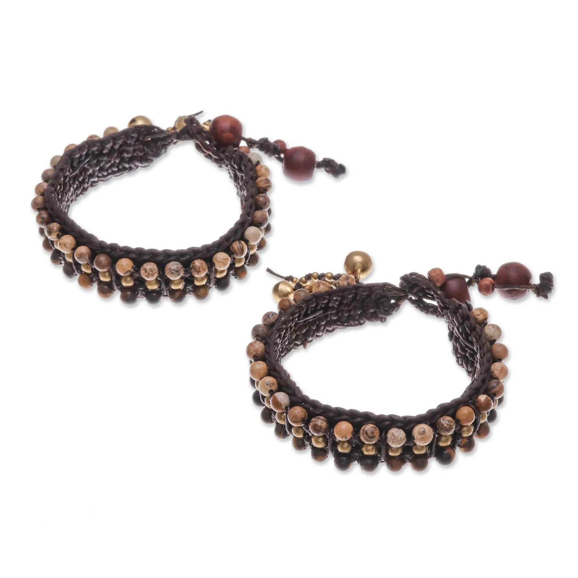 Autum Voice Tiger's Eye and Jasper Wristband Bracelets (Pair)