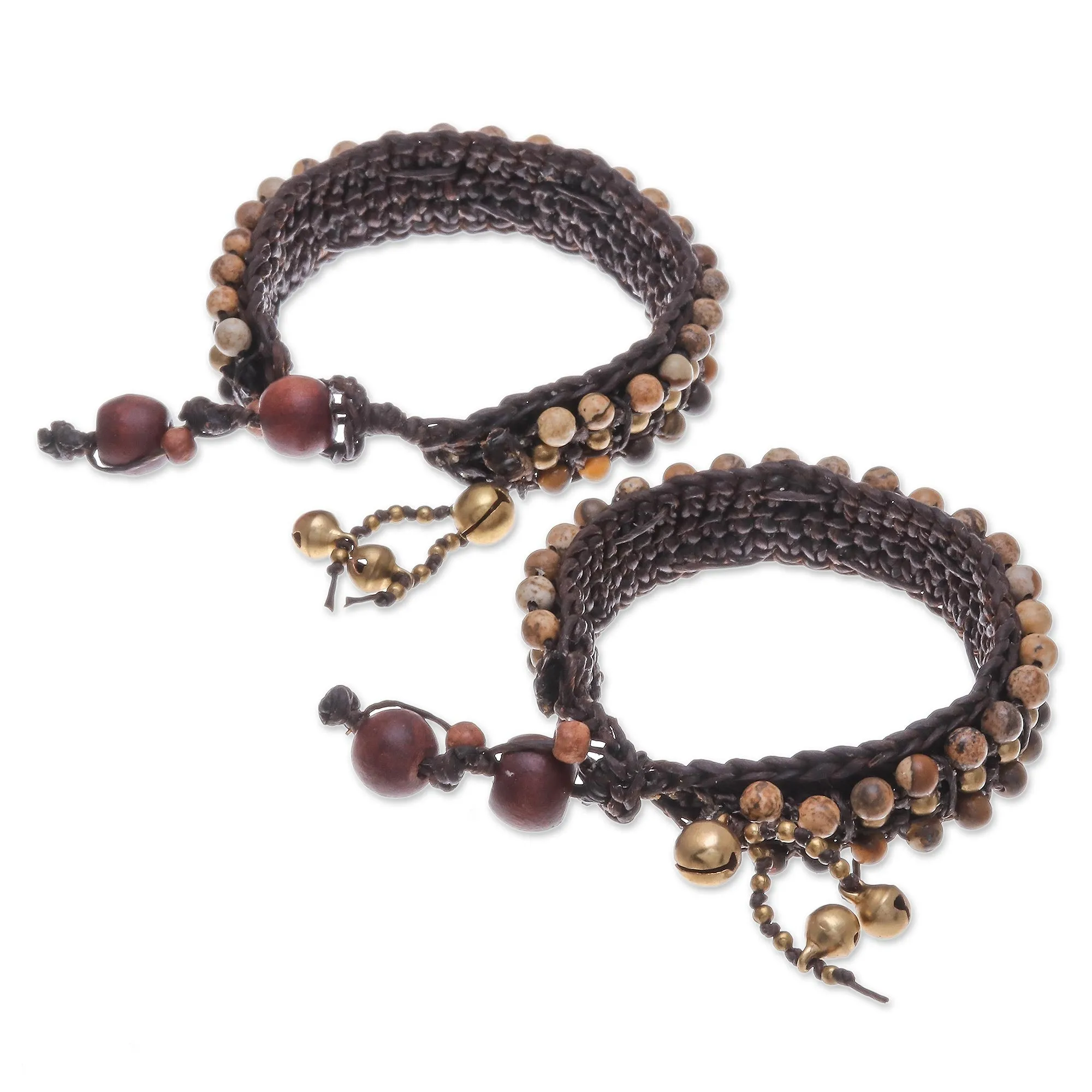 Autum Voice Tiger's Eye and Jasper Wristband Bracelets (Pair)