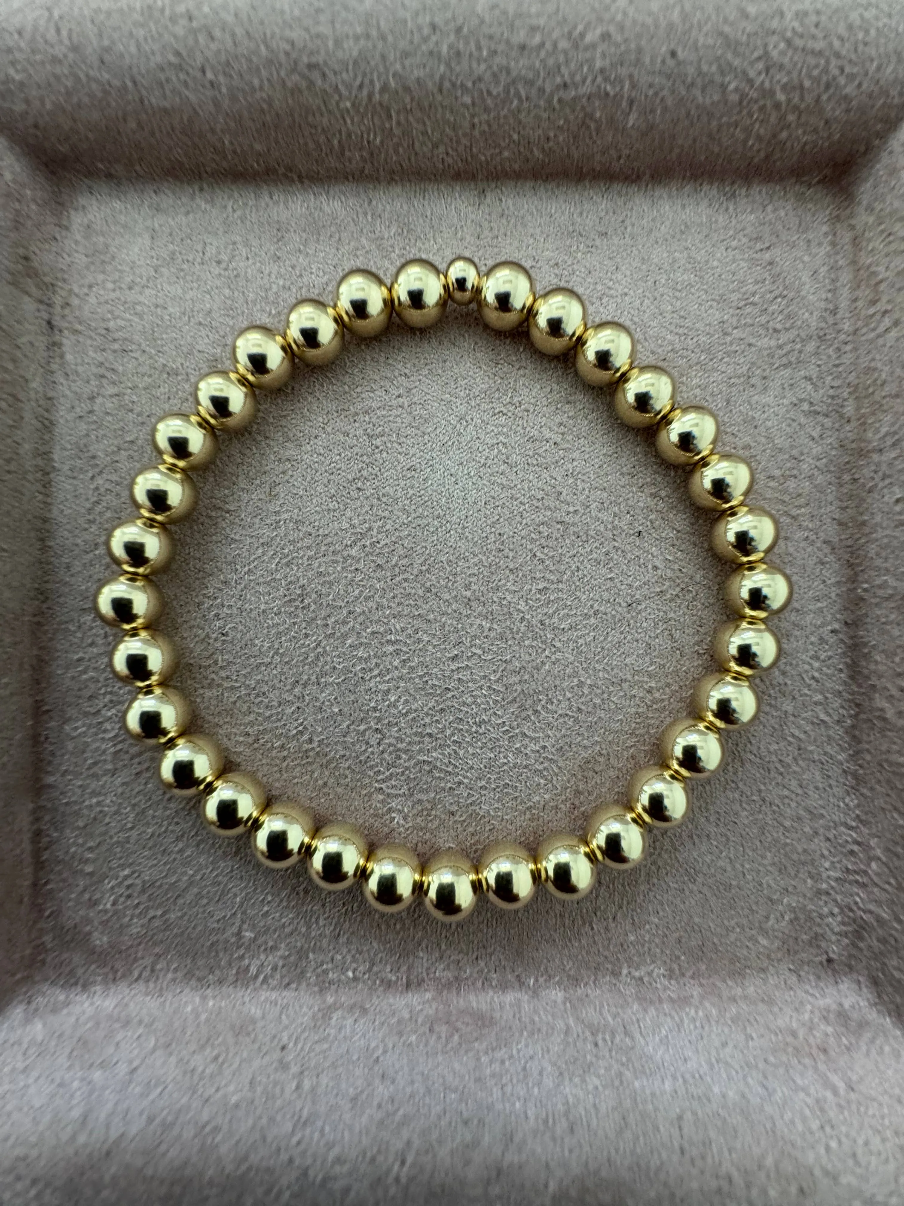 bara boheme - 6MM Classic Ball Bead Bracelet - Waterproof: Gold Filled / Clasp