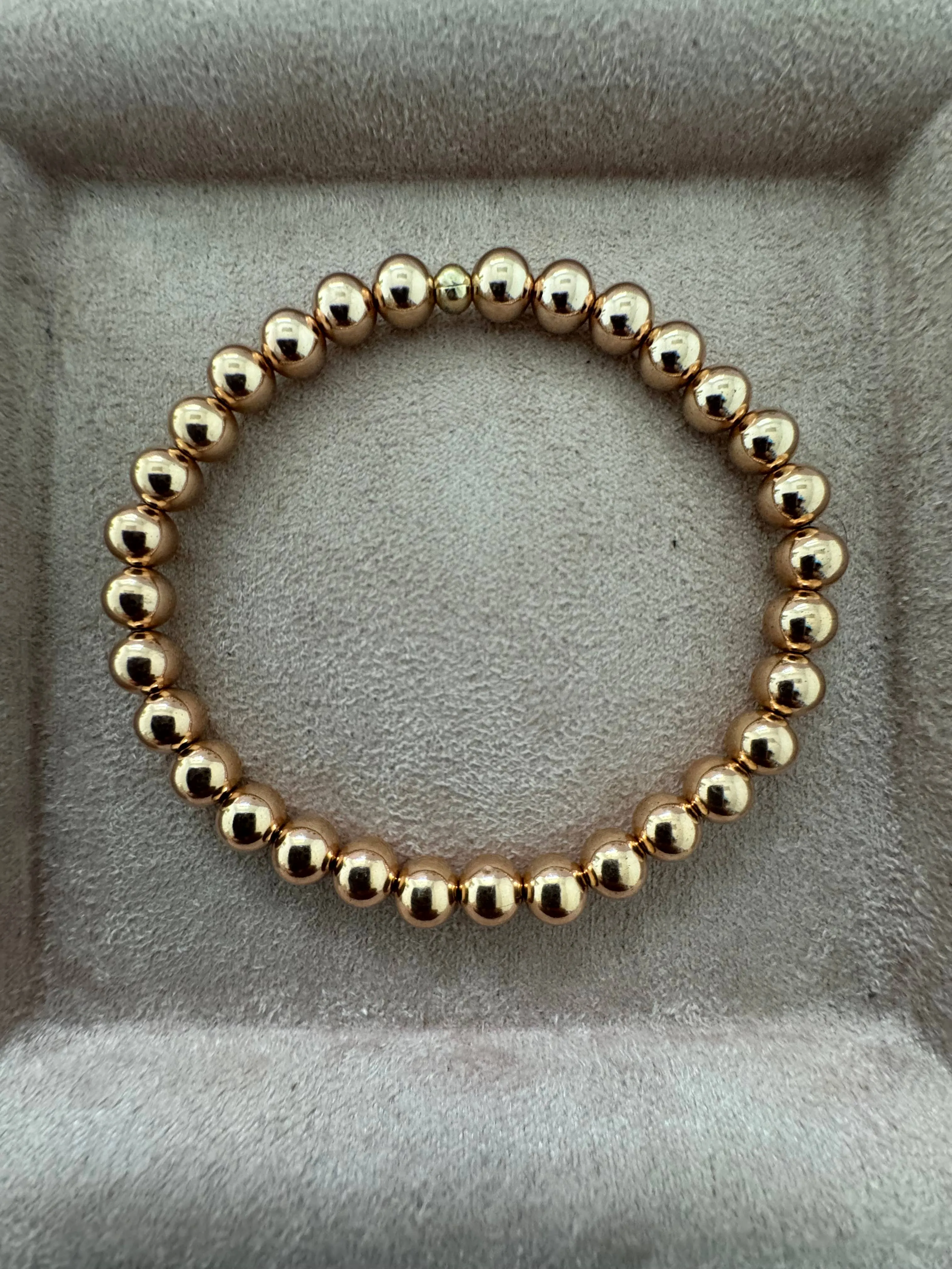 bara boheme - 6MM Classic Ball Bead Bracelet - Waterproof: Gold Filled / Clasp