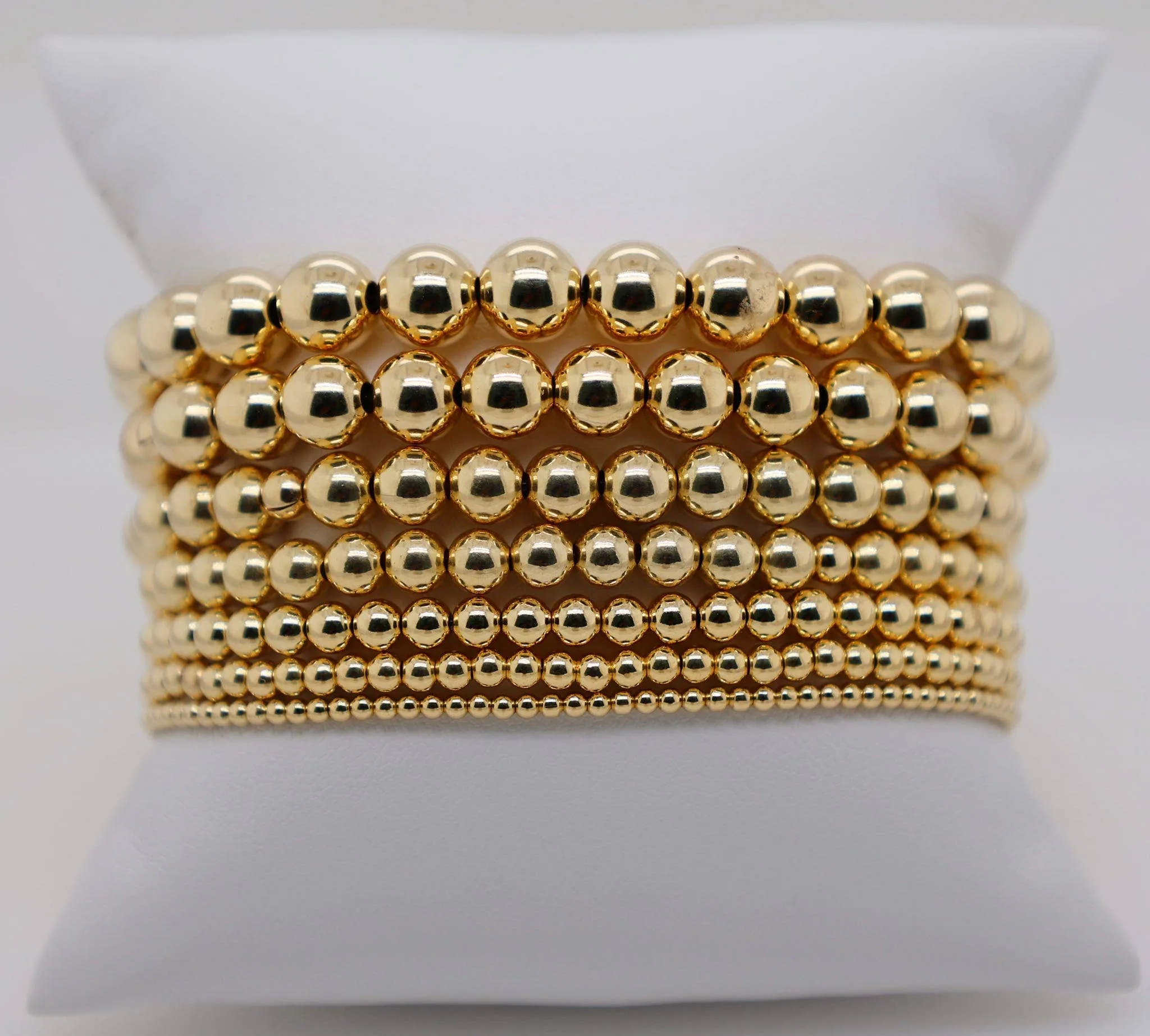 bara boheme - 6MM Classic Ball Bead Bracelet - Waterproof: Gold Filled / Clasp